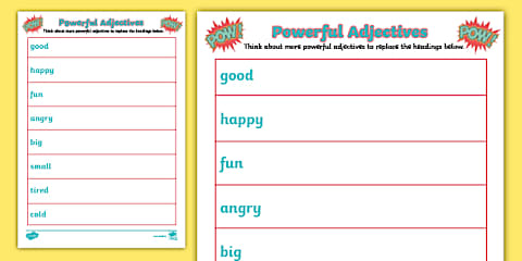 Adjectives Word Search