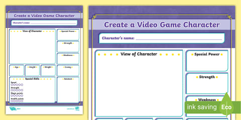 Design Your Own Video Game Worksheet for 3rd-5th Grade