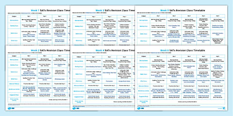 Suggested SATs Boost Intervention Timetable