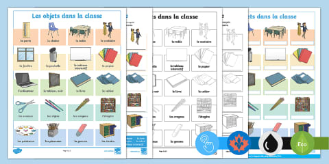 Classroom Objects Vocabulary Poster French
