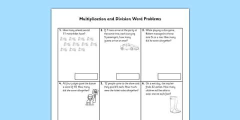 Year 3 Multiplication and Division Word Problems x3 x4 x8 Worksheet