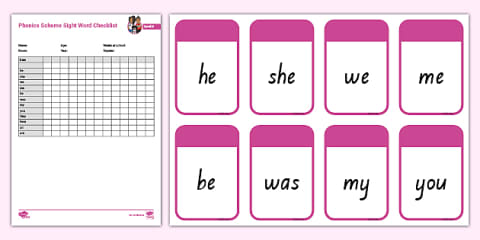Twinkl Phonics Sight Word Cards and Checklist - Level 2