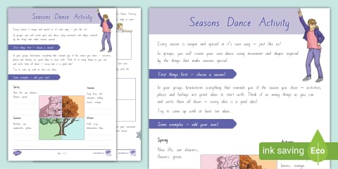 The Elements of Dance Space Worksheet