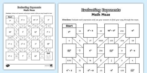Fifth Grade Exponents Color by Number Worksheet