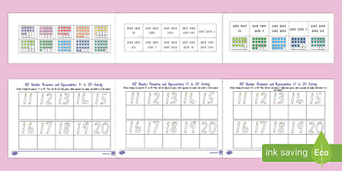 Numbers 0 to 20 Tens Frame Stand Up Cards