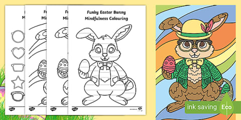 preview of Funky Easter Bunny Mindfulness Colouring