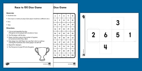 Dice Addition Recording Sheet Game