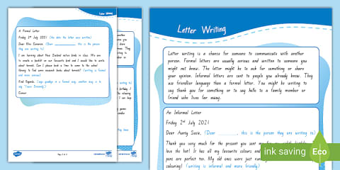 Level 3 (Phase 2) Writing - Letter Writing Planning Sheet with Exemplar