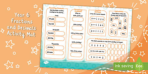 Year 6 Fractions, Decimals and Percentages Maths Activity Booklet (Ages ...