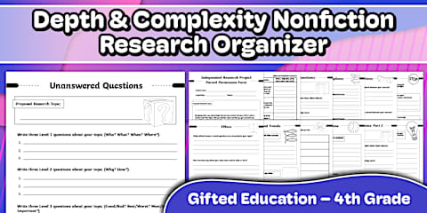 Creativity Challenges Choice Board for Gifted Education | Fourth Grade