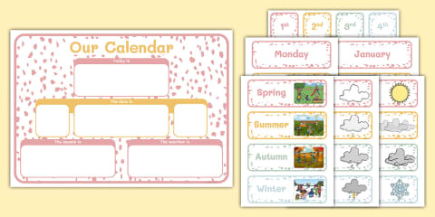 EYFS Watercolour-Themed Daily Calendar and Weather Chart