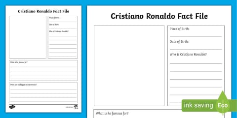 Player Fact File Printable Cristiano Ronaldo Fact File Template