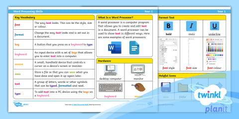 Computing: Word Processing Year 1 Unit Pack