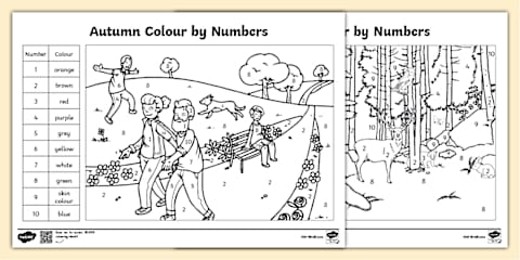Autumn Colour by Number Worksheet