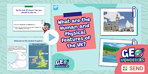 Geo Wonderers KS1 The UK Pictorial Word Mat Lesson Four