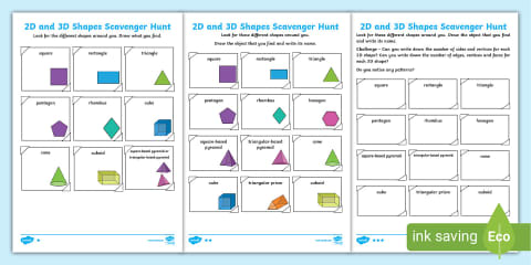 Shape Scavenger Hunt: How Many 2D and 3D Shapes?