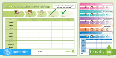 Look, Say Cover, Write and Check Blank Editable Template Worksheet