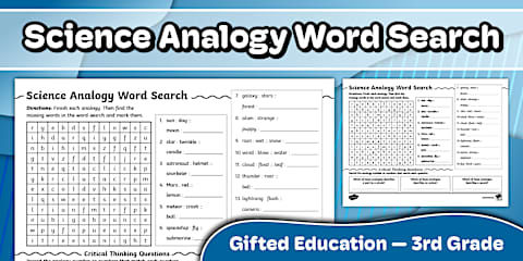 Science Analogy Word Search for Gifted Education | Fifth Grade