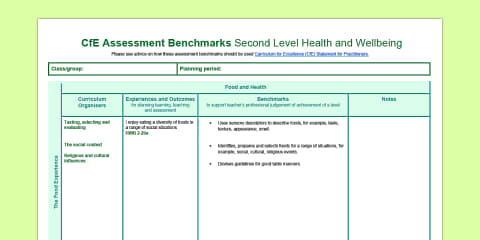 CfE Report Writing Statements Early, First and Second Spreadsheet