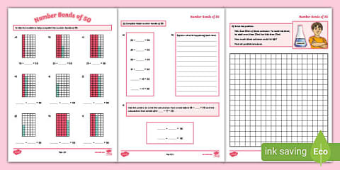 KS2 Number Bonds of 50 Maths Mastery Challenge Cards