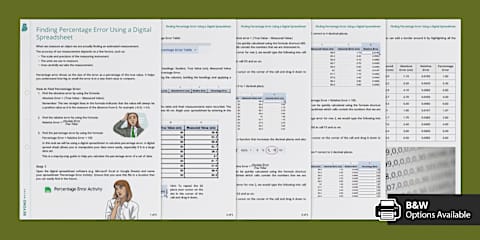 Percentage Error Problem Solving Activity