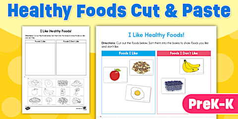 Food Groups Cut and Paste Sorting Activity
