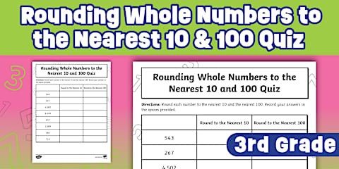 Second Grade Fall Theme Rounding Three-Digit Numbers Worksheet