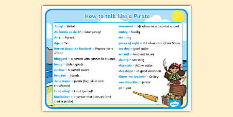 Talk like a Pirate Speech Bubbles and Translations A4 Display Poster