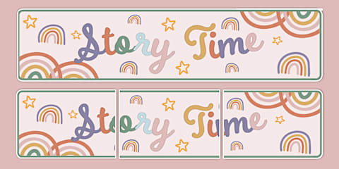 Muted Rainbow Themed Home Corner Display Banner