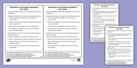 Populations and Samples Resource Pack