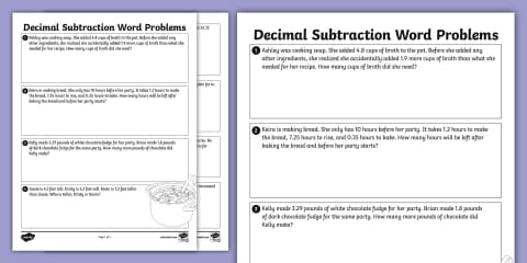 Sixth Grade Decimal Addition Word Problems