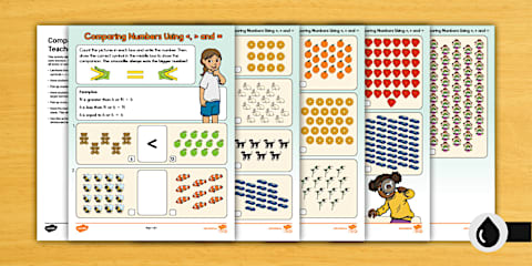 Comparing Ten Frames | Greater Than Less Than Equal To Worksheets for K ...