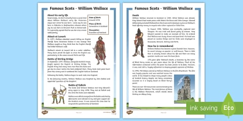 William Wallace Timeline Worksheets