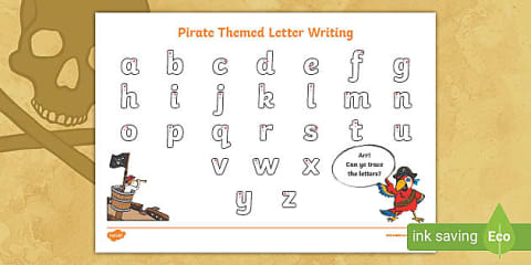 Pirate Letter Formation Alphabet Handwriting Practice Sheet (Lower Case)