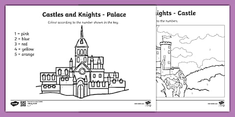 Colour by Parts of a Castle Worksheet
