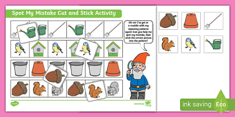 Minibeasts Spot My Mistake Cut and Stick Activity