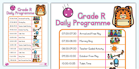 Grade R Daily Routin Preschool Daily Routine