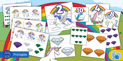 Unicorn Counting and Addition to 10 - EYFS Maths Games