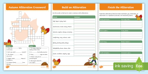 Autumn Vocabulary Differentiated Handwriting Activity Sheets