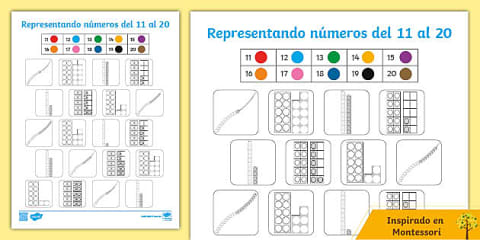 Libro de actividades: números del 10 al 20