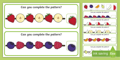 Repeating Pattern (Fruit) Worksheets