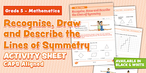 Grade 5: Symmetry - Draw the Line of Symmetry - Term 2 (CAPS Aligned)