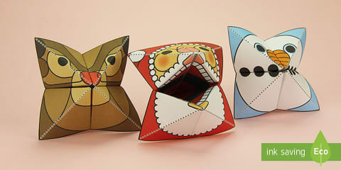Simple 3D Christmas Fortune Puppet Pack Paper Craft English/French