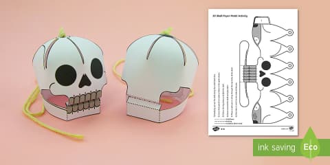 Simple 3D Day of The Dead Sugar Skull Activity Paper Craft