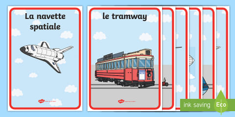 Cartes de vocabulaire : Les moyens de transport