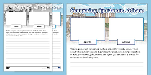 Sixth Grade Life in Athens vs. Life in Sparta Worksheet