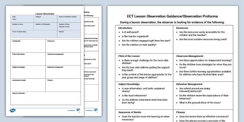 Classroom Observation Record