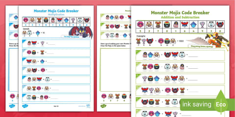 F-2 Emoji Crack the Secret Code Maths Activity Pack