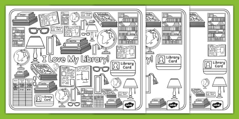 Library Book Care Colouring Pages