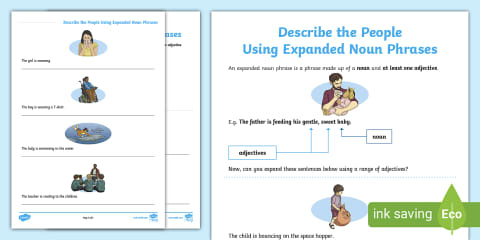 KS1 Describe the People Using Expanded Noun Phrases Activity Sheet